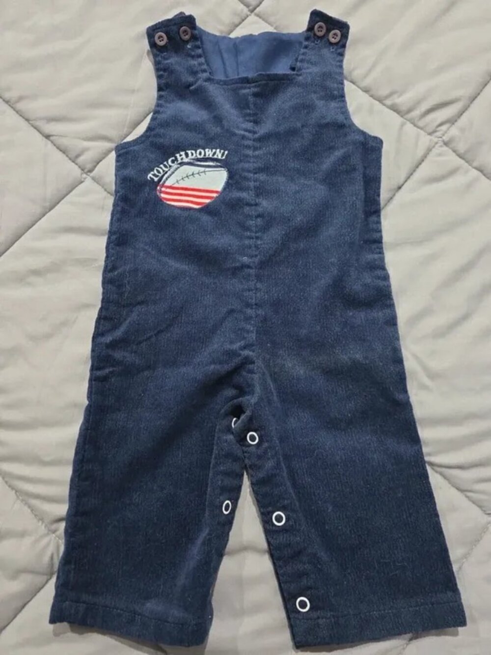 Vintage Health-tex Boys sz 12 months Navy Corduroy Touchdown Overalls